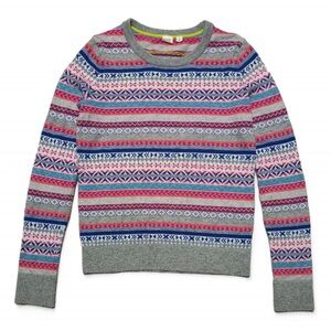 Gap Women's Crazy Fair Isle Merino Wool Blend Crew-Neck Sweater Large NWT